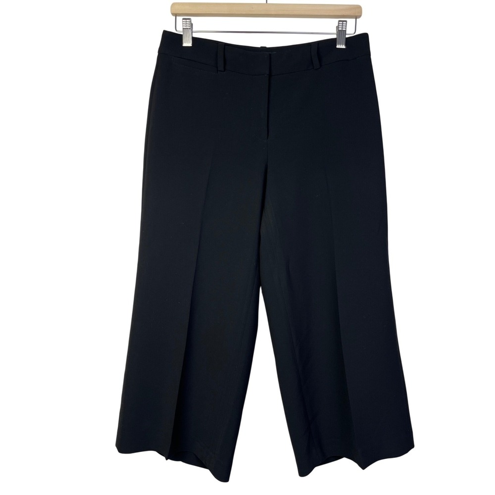 White House Black Market Black Crop Wide Leg Pants Size 6R